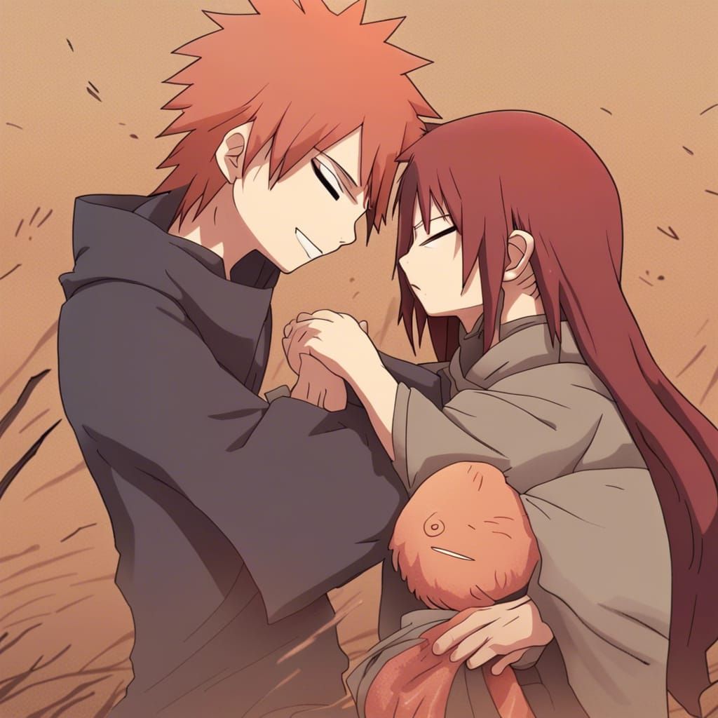 Sasori's Heartfelt Embrace: An Anime-Style Depiction