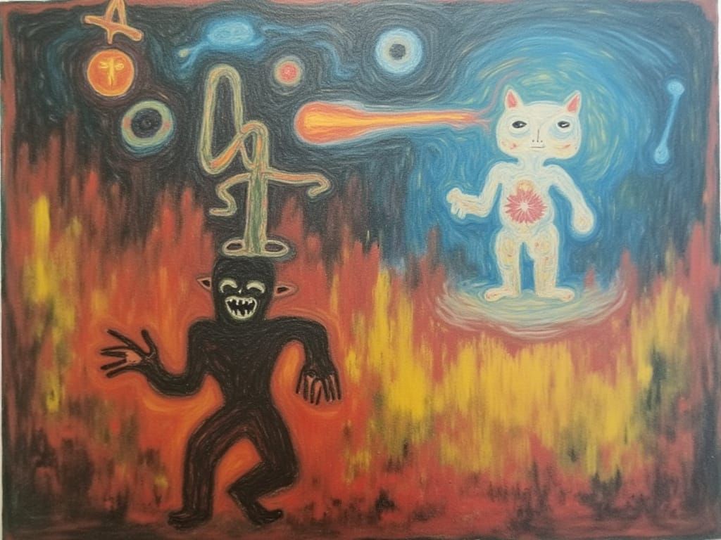 Grotesque Automaton in Romantic Oil Painting Style