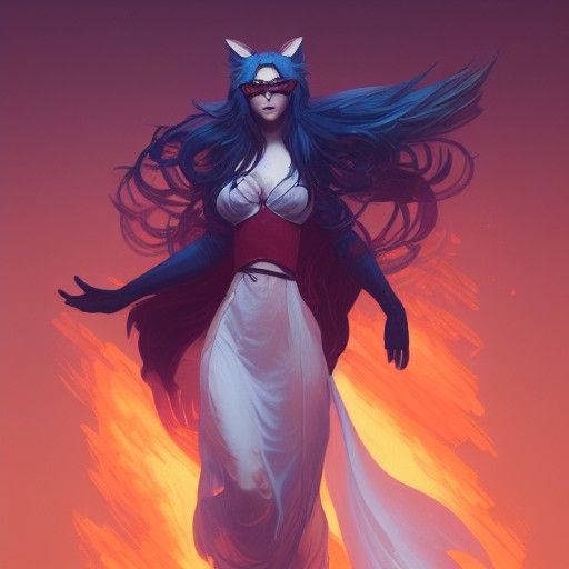 Intricate Kitsune Fox Woman Concept Art