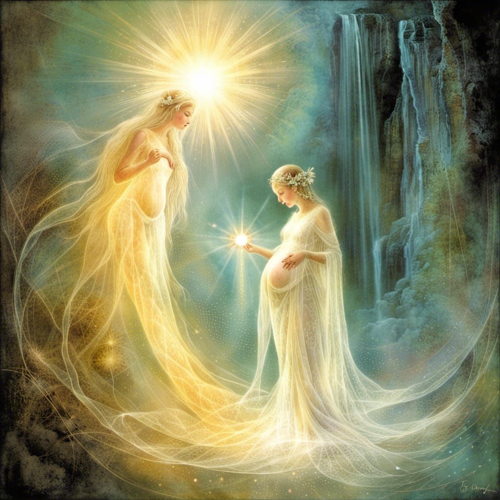 Pregnant Pixie Queen with Baby: Digital Art