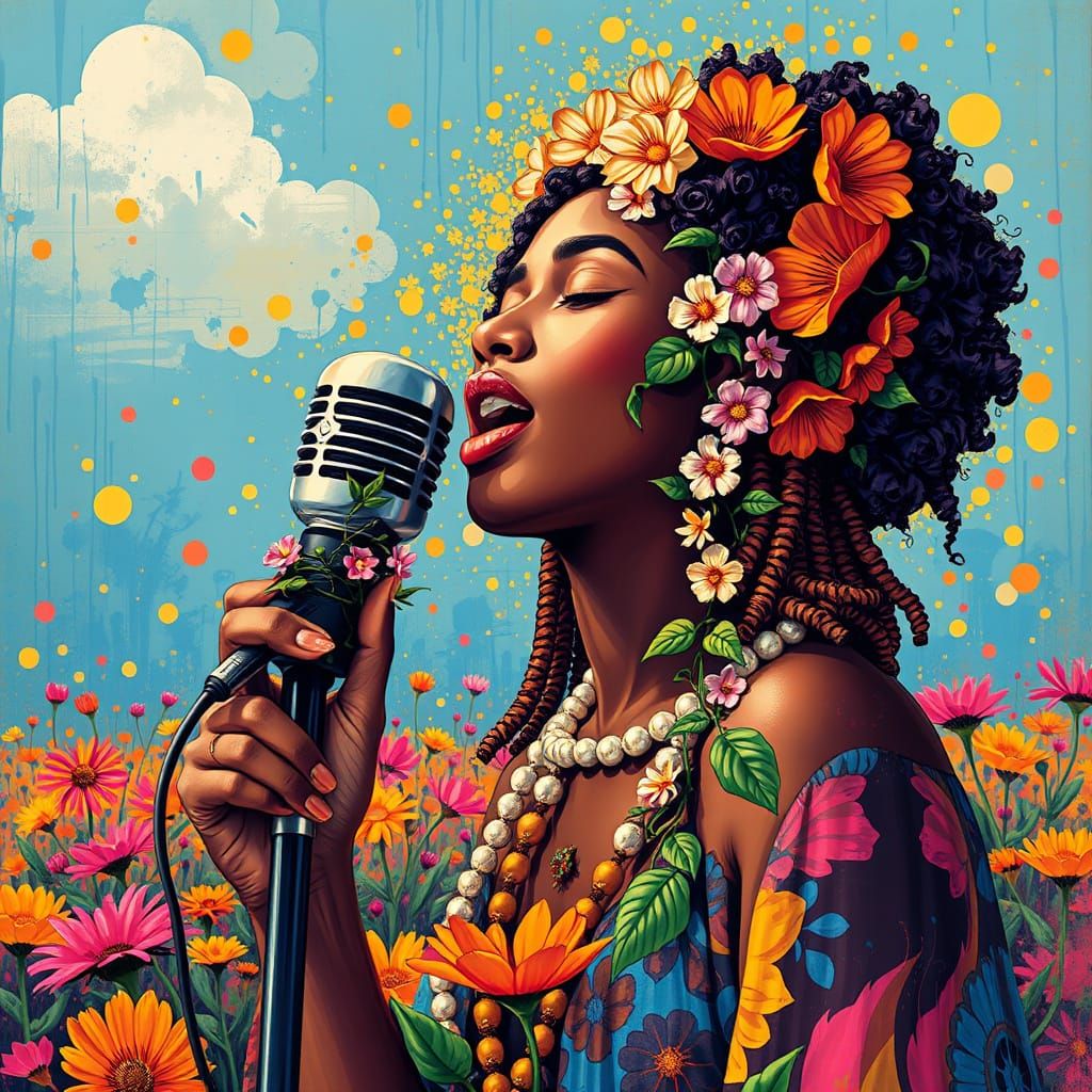 Ethereal Singer in Afrocentric Bohemian Style