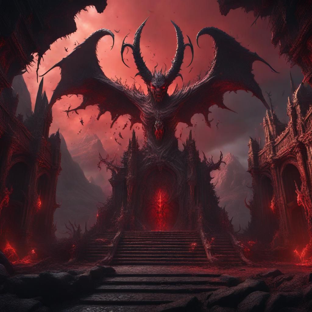 Detailed Matte Painting of Satan in Fantasy Art