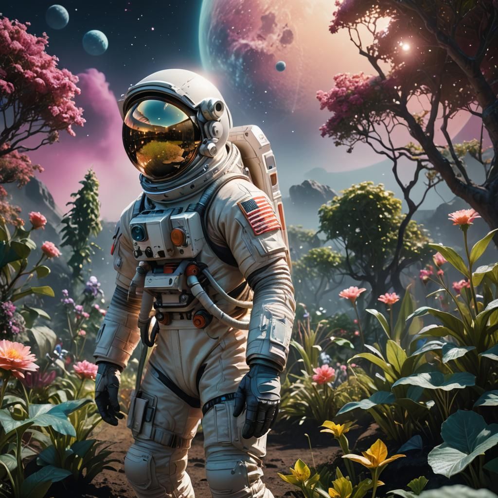 Astronaut Waters Lunar Garden: Fantasy Concept Art