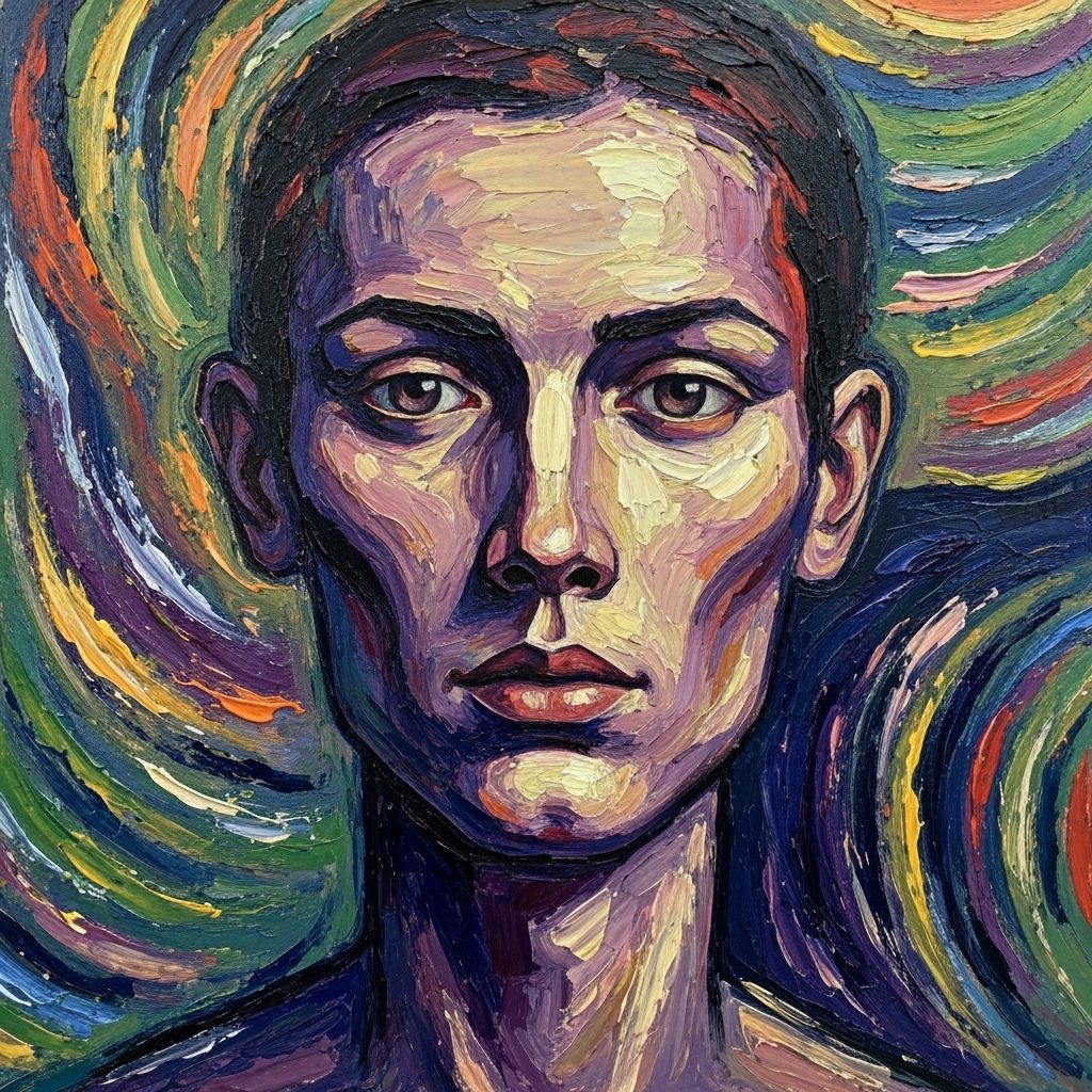 Abstract Expressionist Portrait with Bold Colors