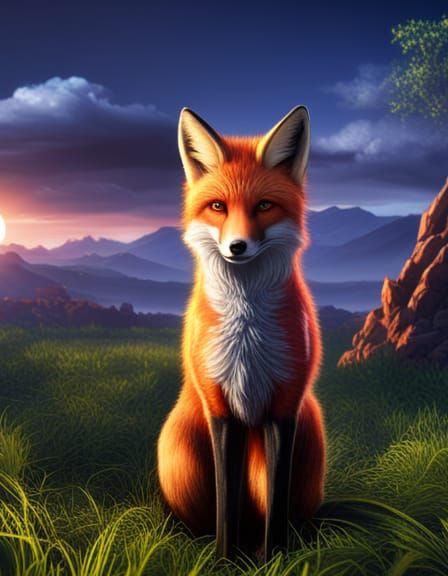 Fox at Sunset: Detailed Matte Painting
