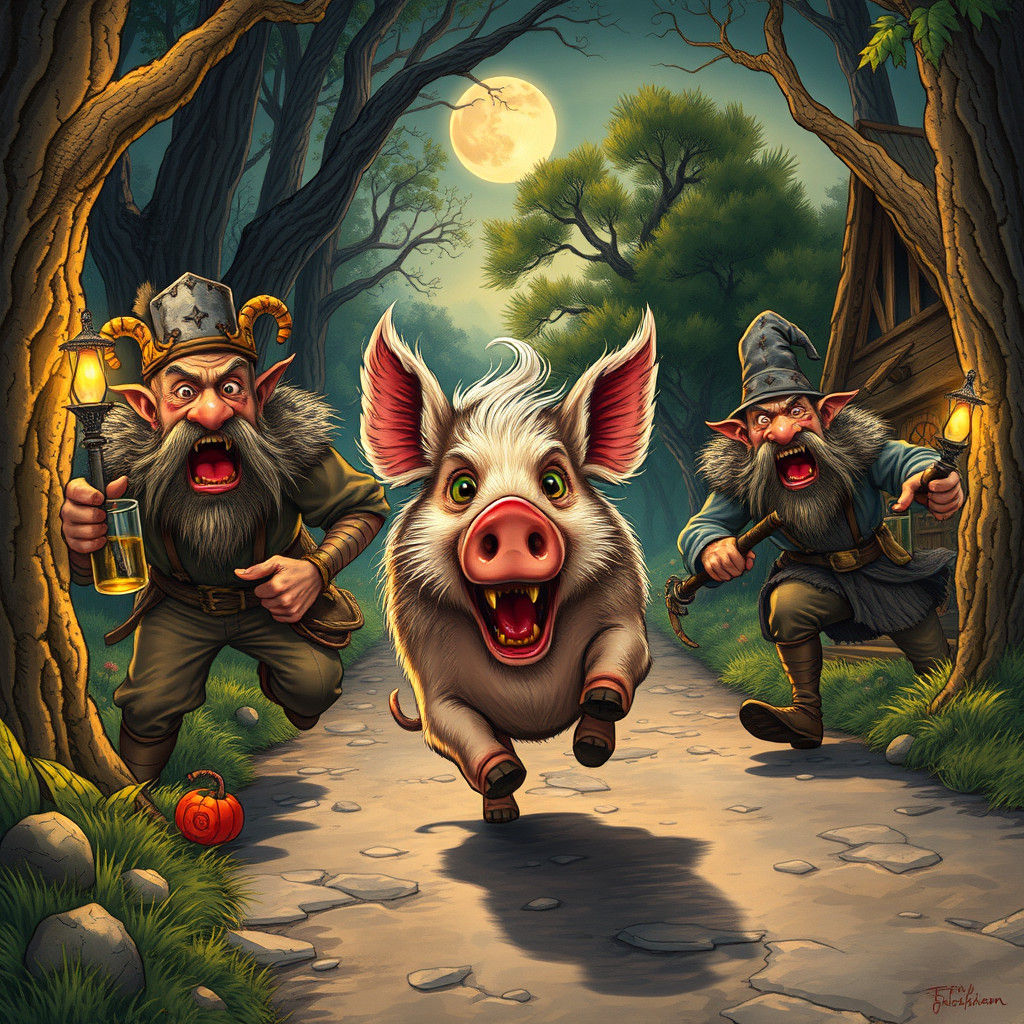 Magic Hog's Escape: Grotesque Cartoon Fantasy Art