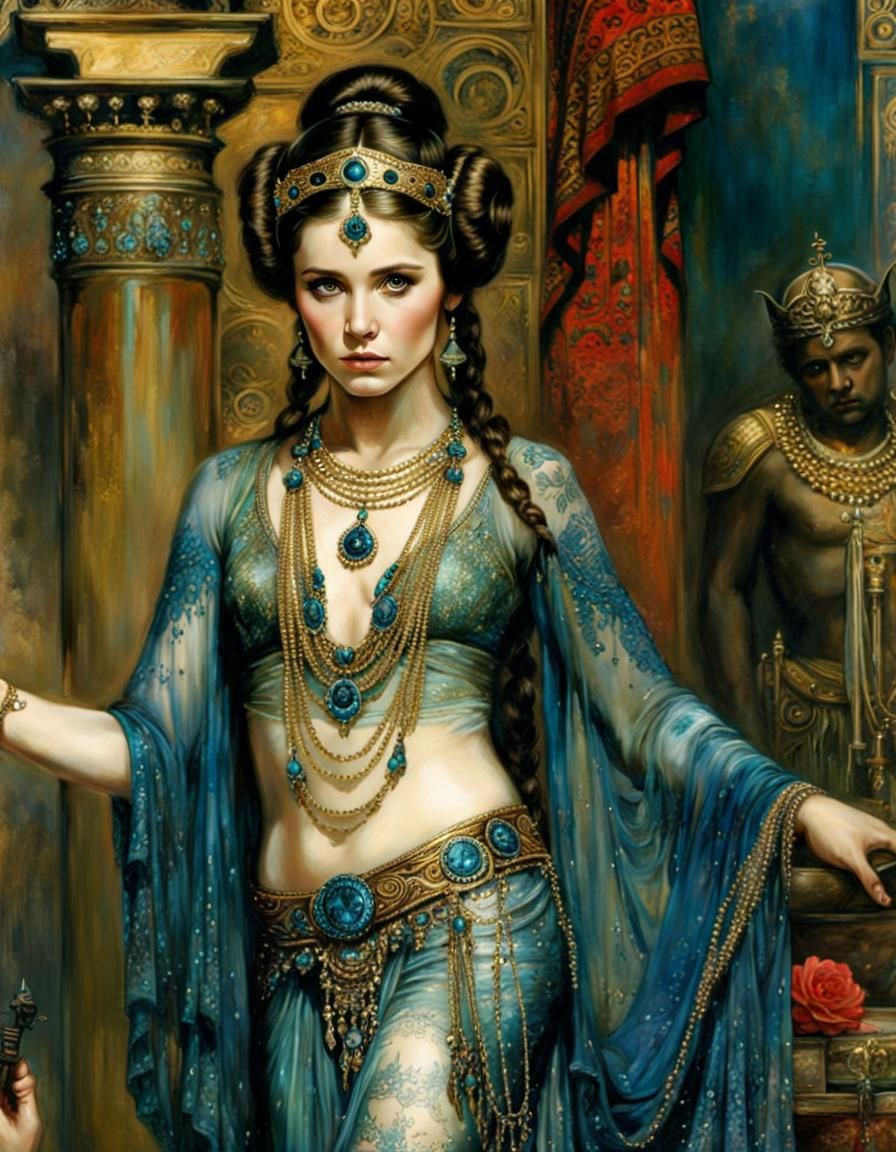 Princess Leia in Style of Impasto Gouache Art