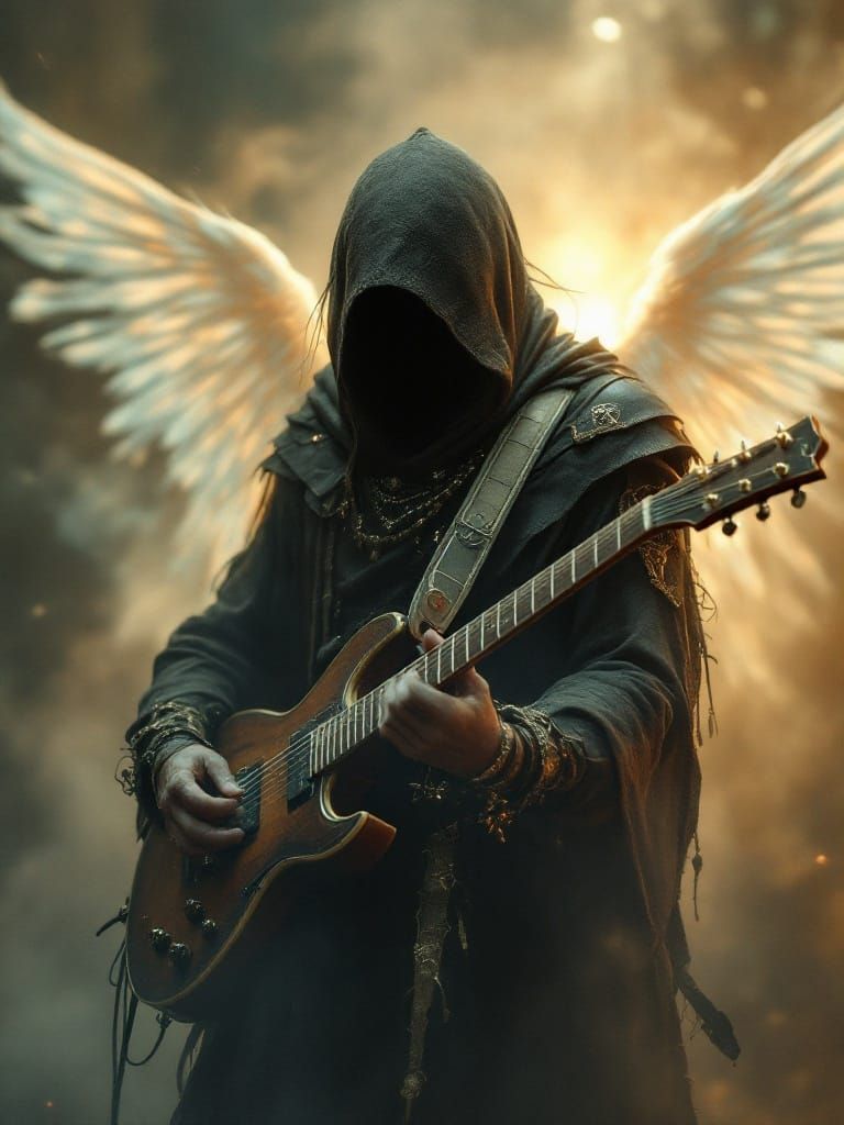 Epic Medieval Punk Guitarist in a Haunted Rock Dungeon