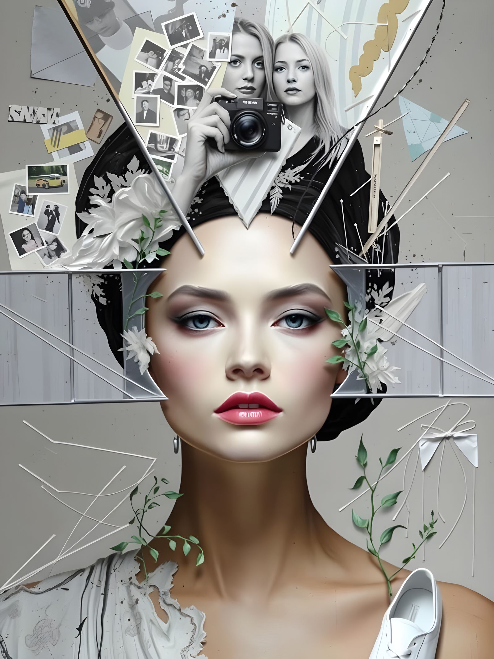 Layered Collage in Mixed Media Style with Bold Ink and Eclec...