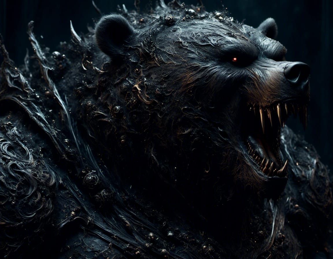 Demonic Dark Knight Bear with Tattoos