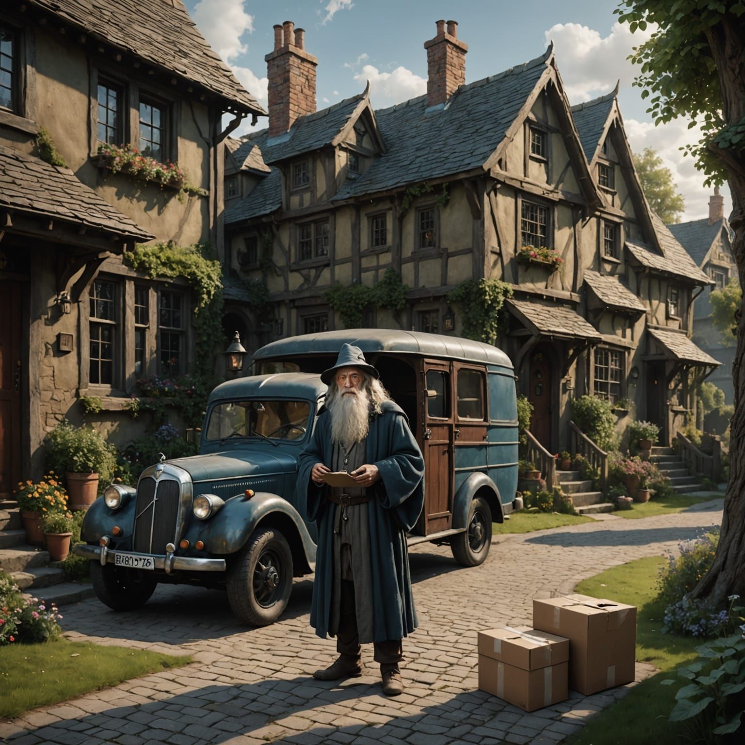 Gandalf as Modern Delivery Wizard in Detailed Fantasy Art