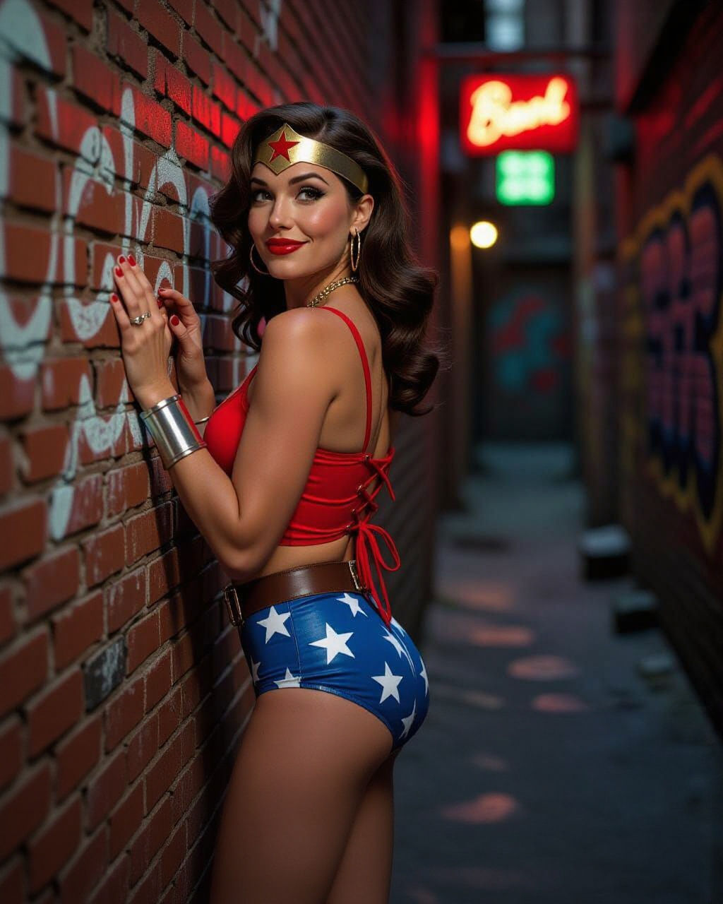 Gritty Alley Wonder Woman in Comic Book Style