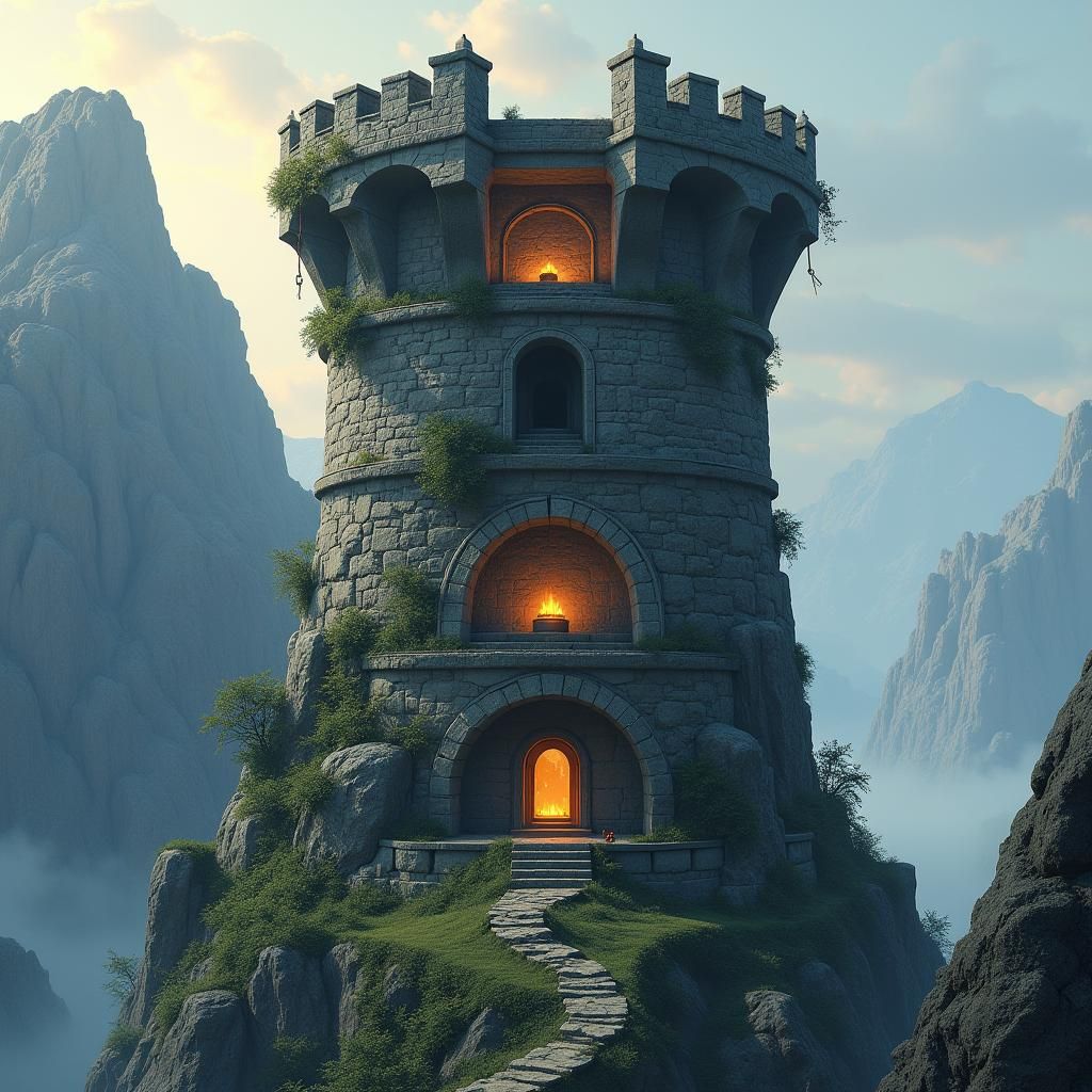 Mystical Stone Tower Inspired by Euro Fantasy Art