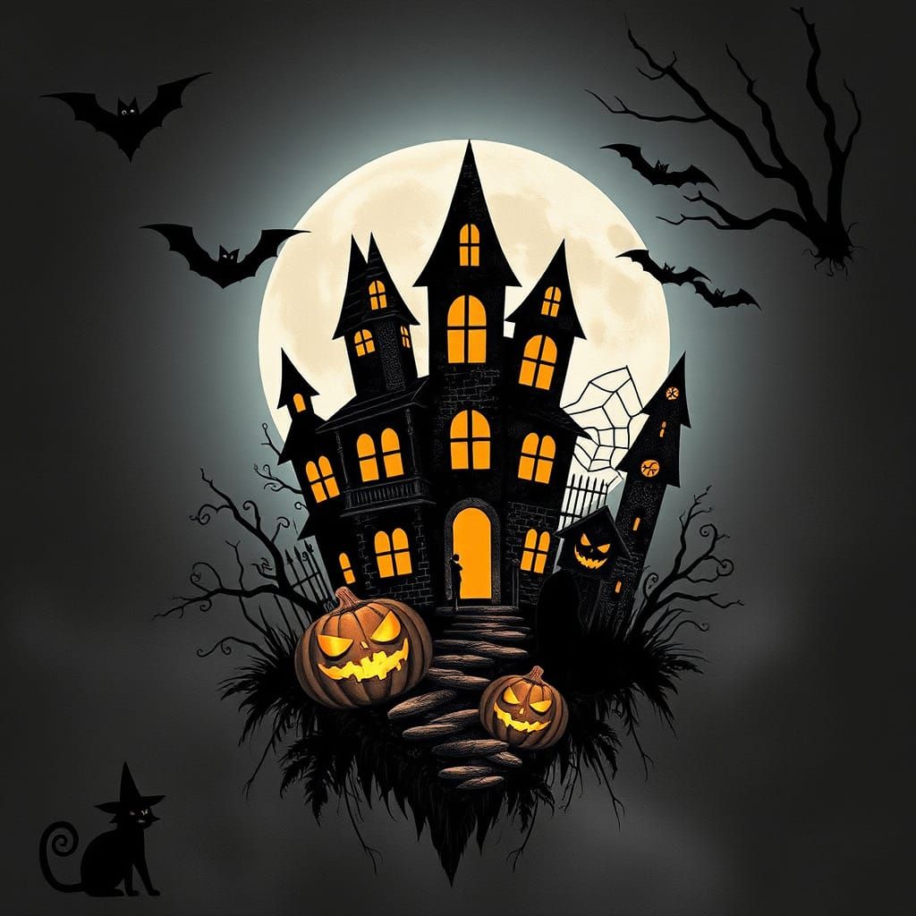 Eerie Collage of Spooky Elements