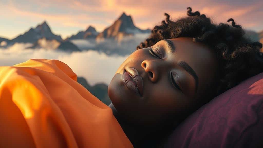 Dreamscape: Sleeping Woman in a Mountainous Landscape