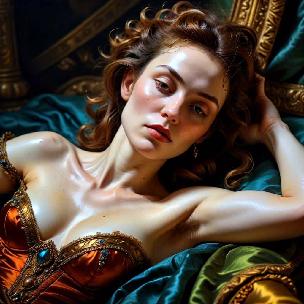 Alien Woman in Baroque Interior, Rubens Style