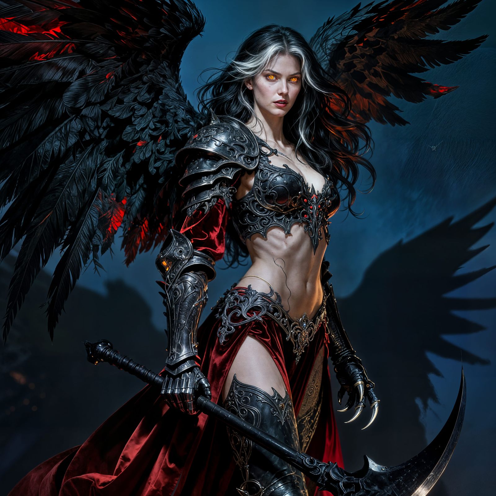 Dark Angel Girl With Wings Hyperrealistic