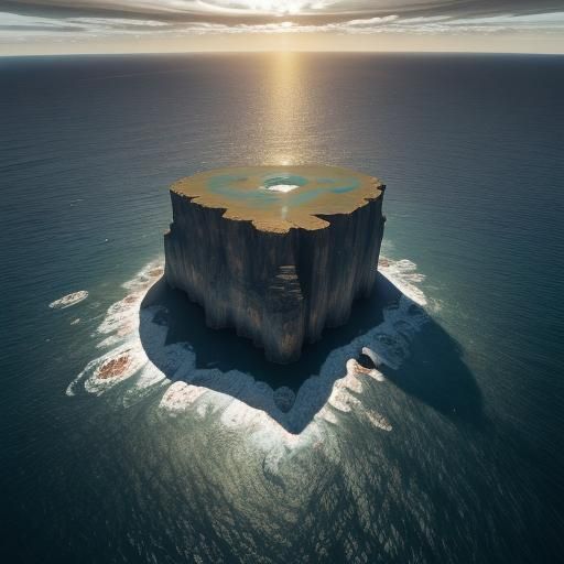 Continental Plate Floating Above Dark Ocean