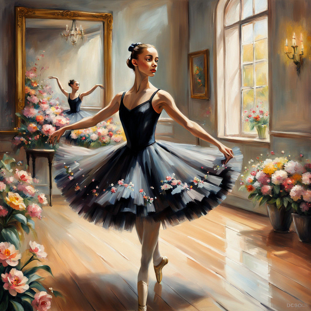 Elegant Ballerina in a Romantic Setting, Oil Painting Master...