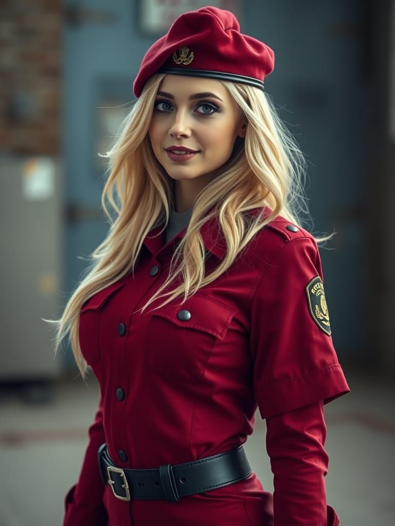 Blonde in Ruby Special Forces Uniform, 4K