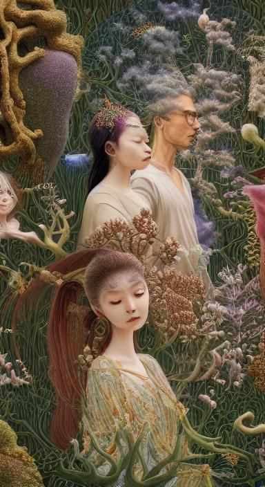 Surreal Poets Compose on Starship Keyboard as Oil Painting