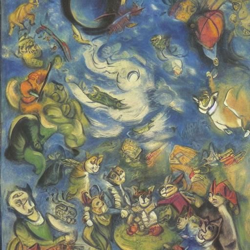 Cat's Hot Air Balloon Flight: Surreal Art