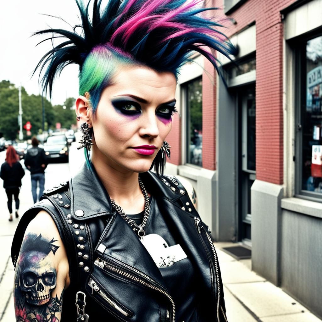 Vibrant Punk Rock Girl Digital Illustration