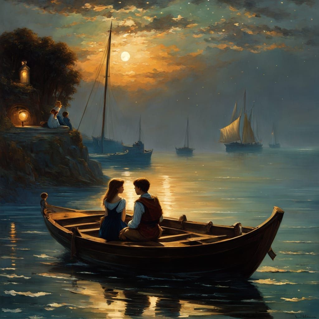 Boat Under Starry Fairytale Skies