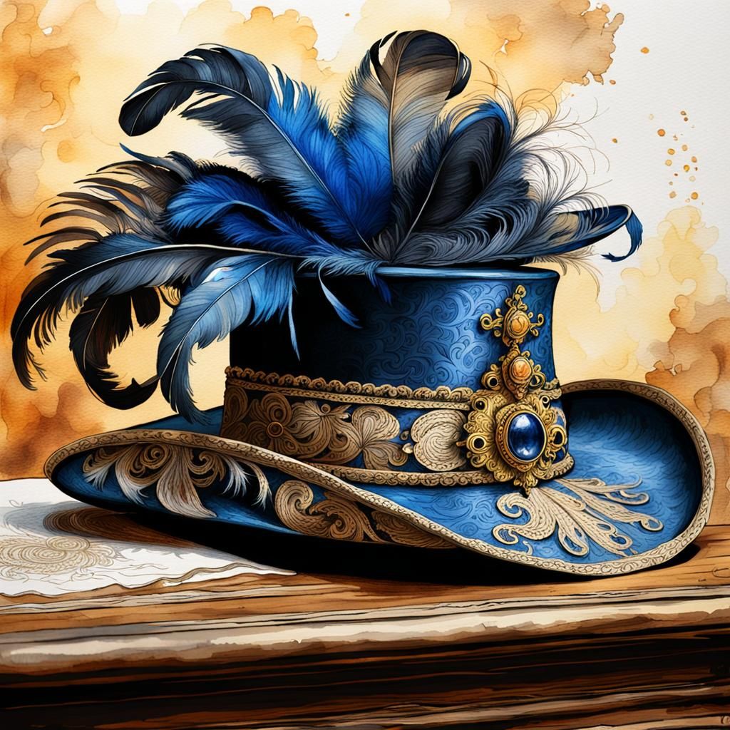 D'Artagnan's Hat: Baroque Ink and Watercolor Close-Up