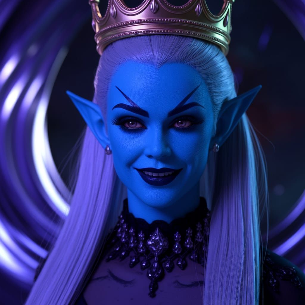 Angel of Elegance in Porcelain Blue: Gothic Majesty