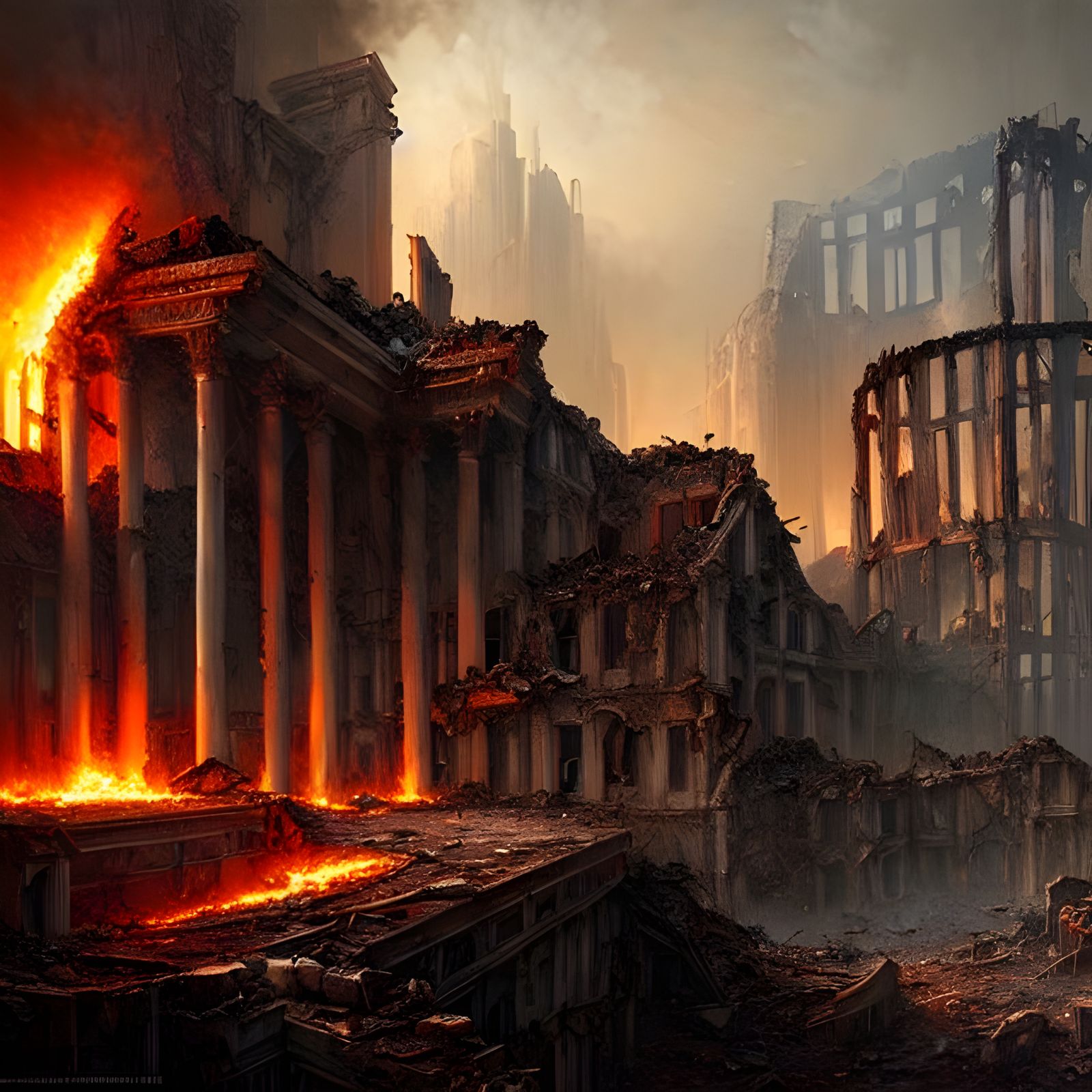 Detailed Post-Apocalyptic World in Ruins