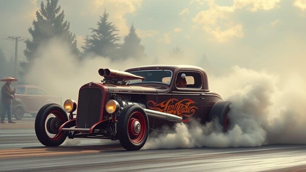 Custom NHRA Gasser Hot Rod in Ethereal Fantasy Style