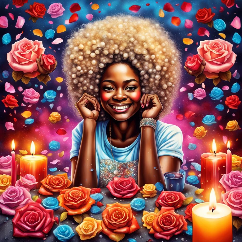 Beautiful Woman with Rhinestones in Graffiti Art Style