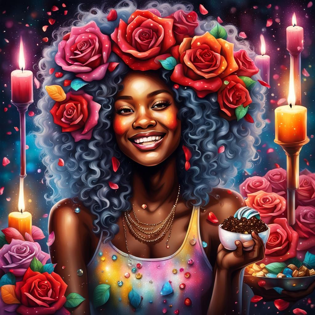 Glamorous Woman with Glitter in Graffiti Art Style