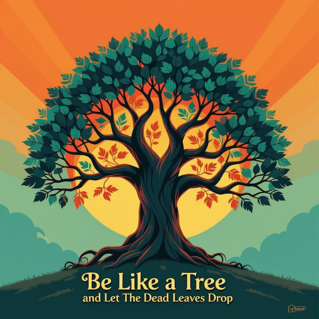 Majestic Tree in Fantasy Art Nouveau Landscape