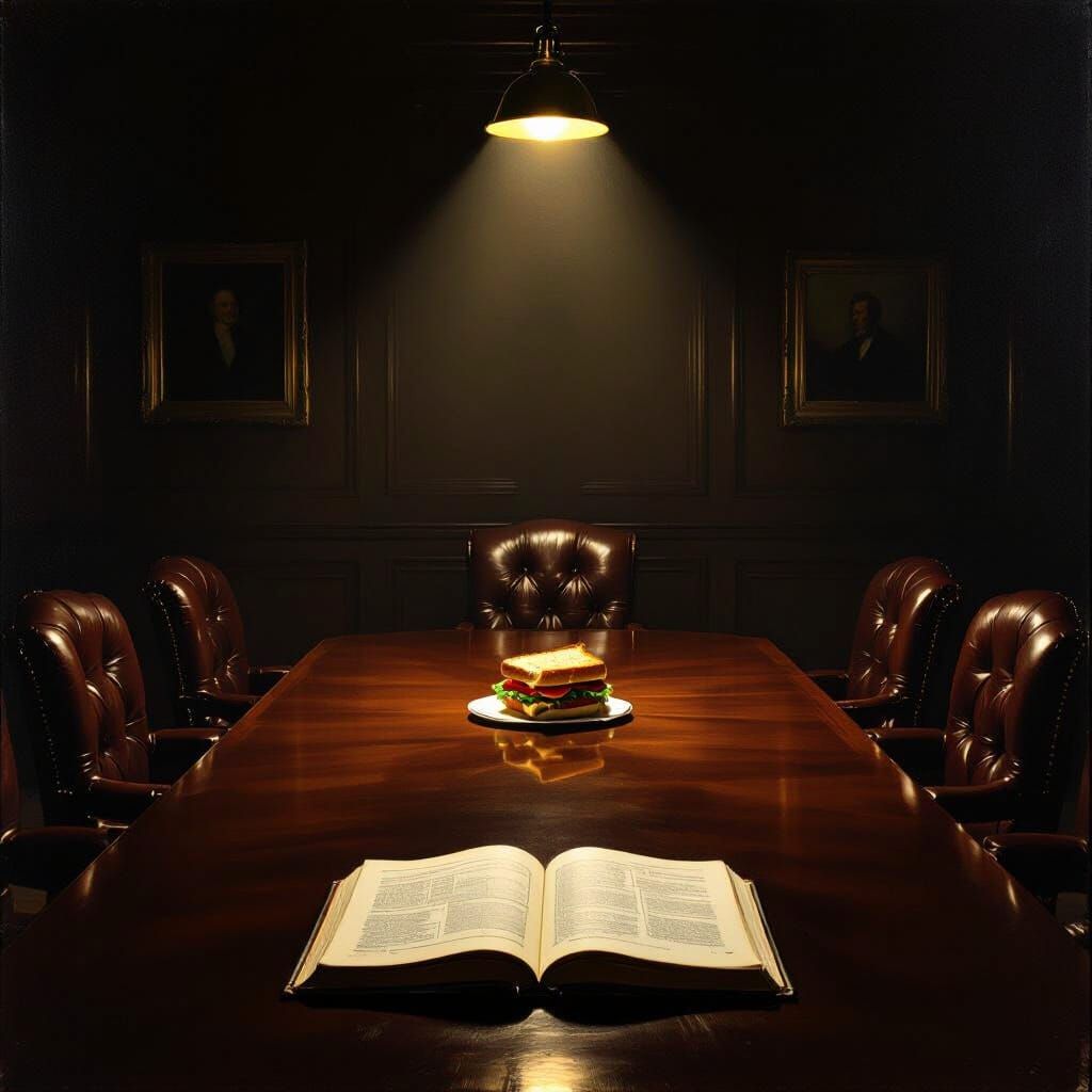 Mystery Boardroom Scene with Secrets and Decisions