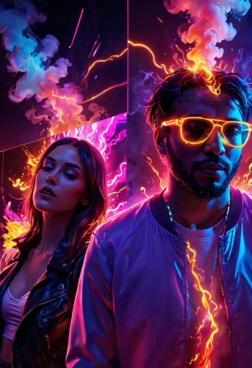 Ericdoa and Brakence Perform in Neon Digital Art