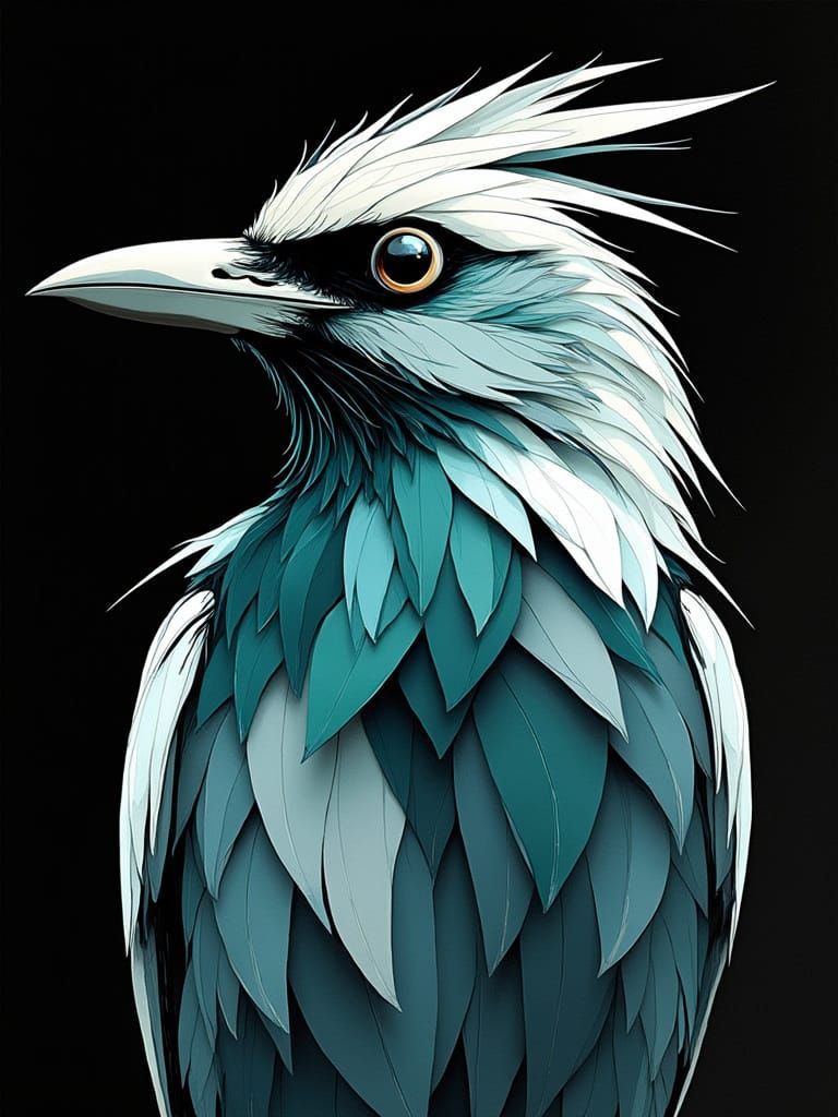 Geometric Corvid in Bold Modernisme Style