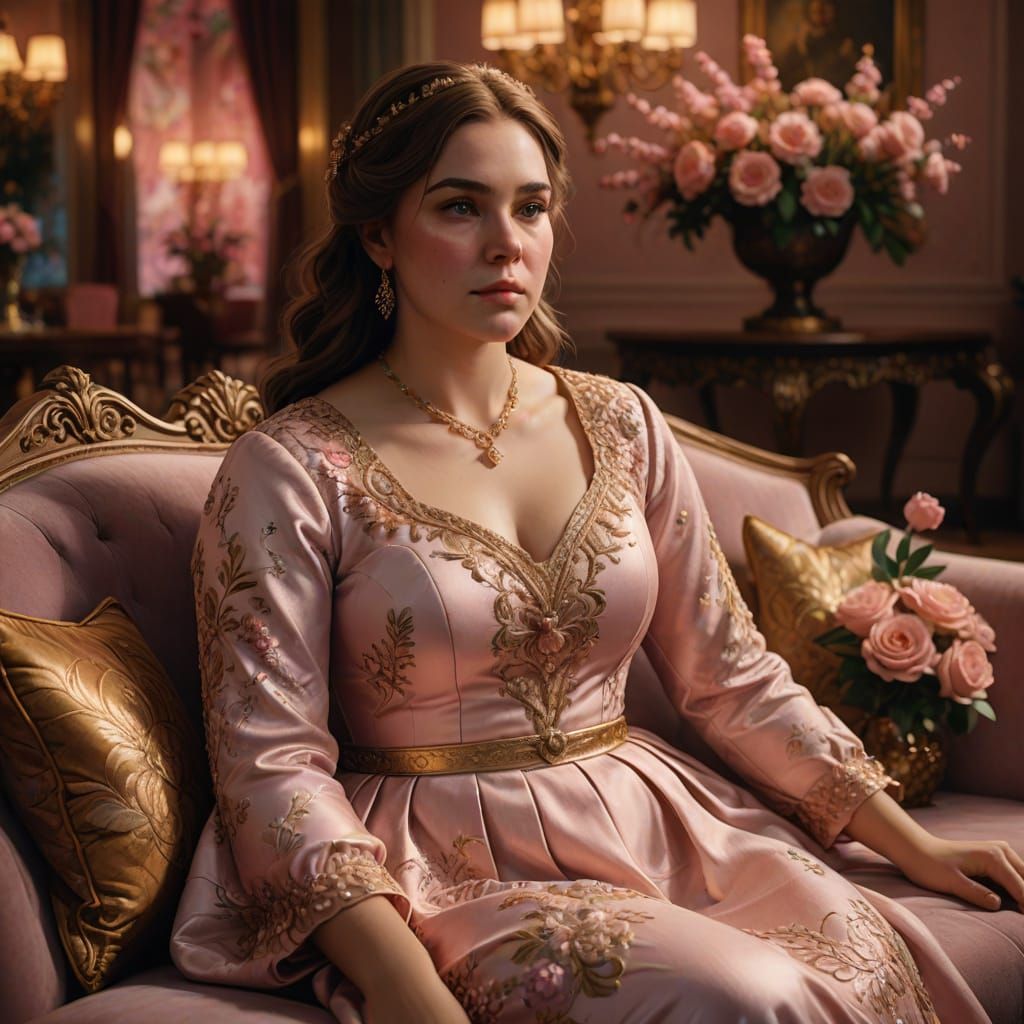 Elegant Woman in Soft Pastel Digital Painting