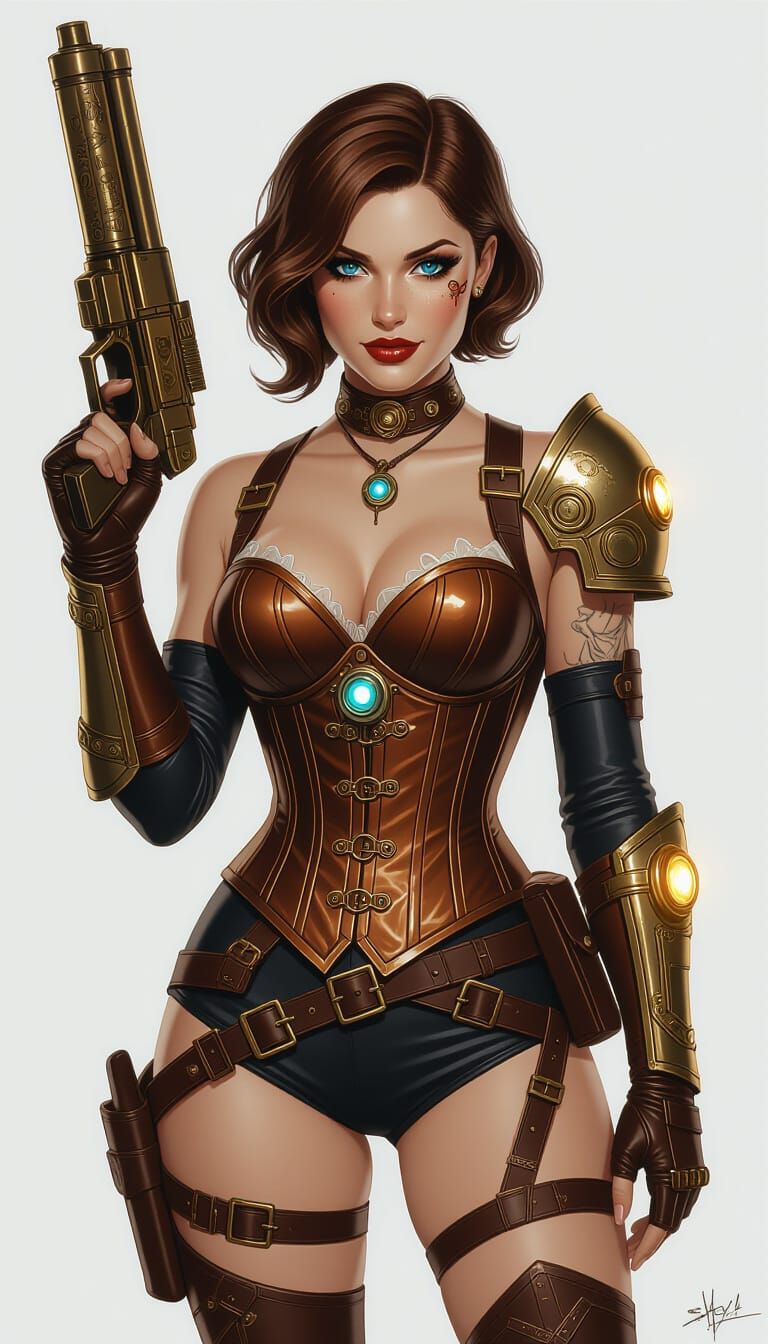 Steampunk Heroine Portrait in Cinematic Style