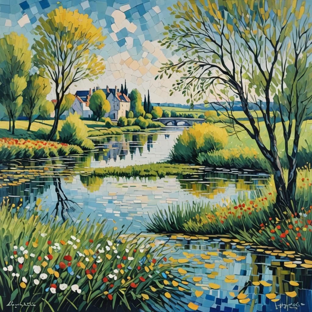 Berges De La Seine: Abstract Color Painting