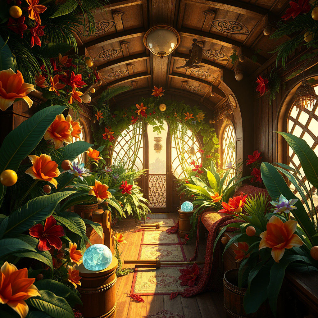 Ornate Boat Interior with Flowers and Jewels