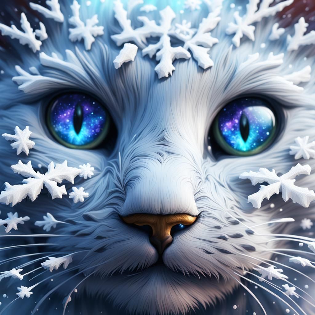 Snowflakes on Cat Eyelashes: Detailed Matte Painting