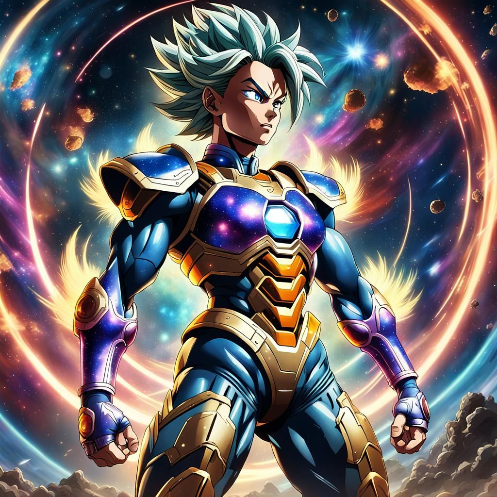 Legendary Super Saiyan Woman in 80s Anime Style