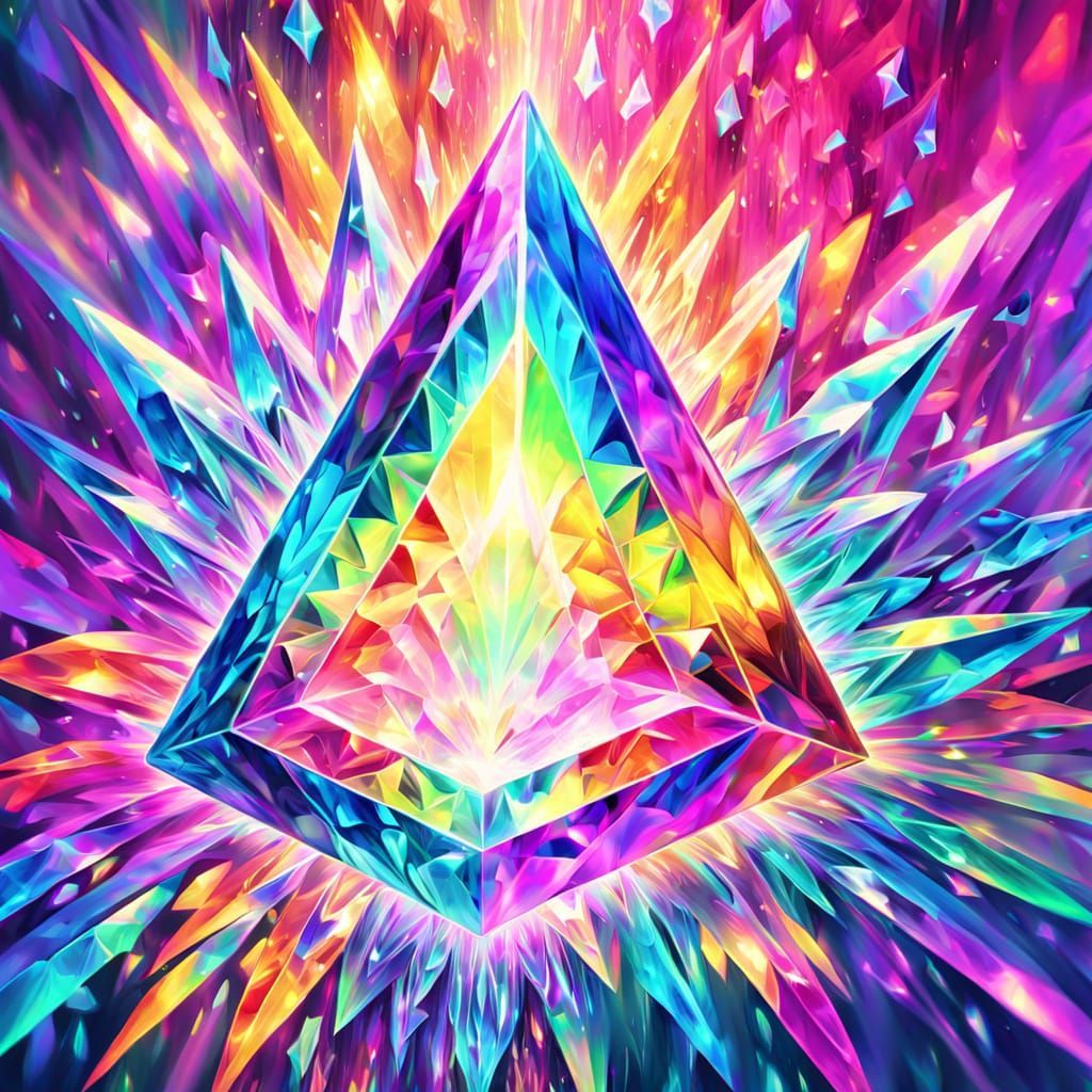 Psychedelic Rainbow Prism in Oil Painting Style