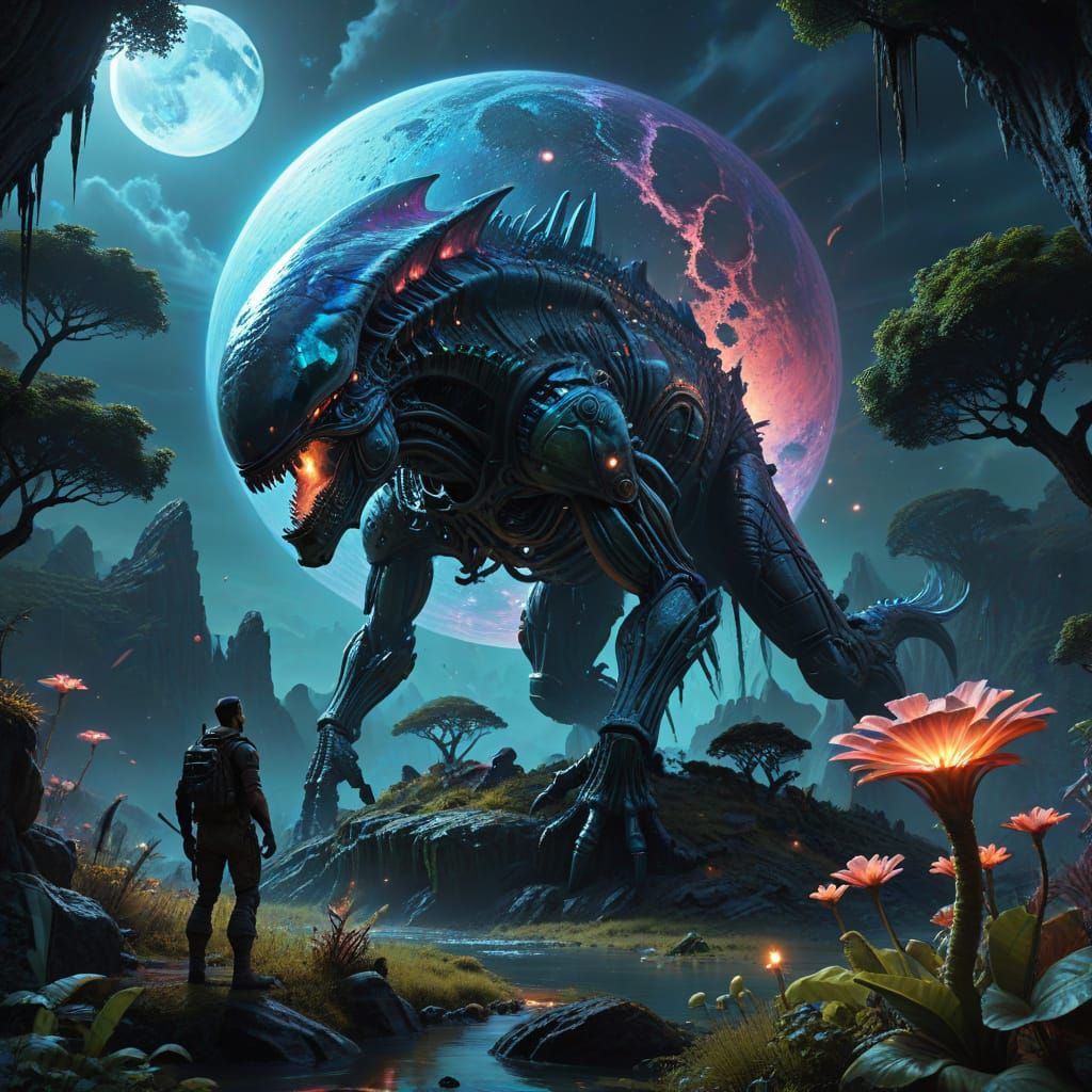 Alien Explorer Discovers Monolithic Structure in Bioluminesc...