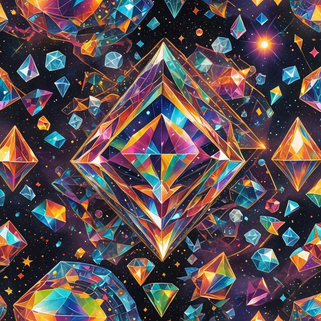 Rainbow Cosmic Diamond in Psychedelic Style