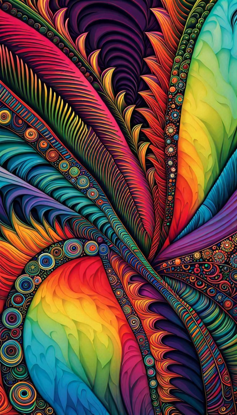 Zentangle Iridescent Masterpiece 
BRILLIANT PRISM COLORED HORDES OF FLYING SAUCER  FRACTALS  intricately detailed dynami...