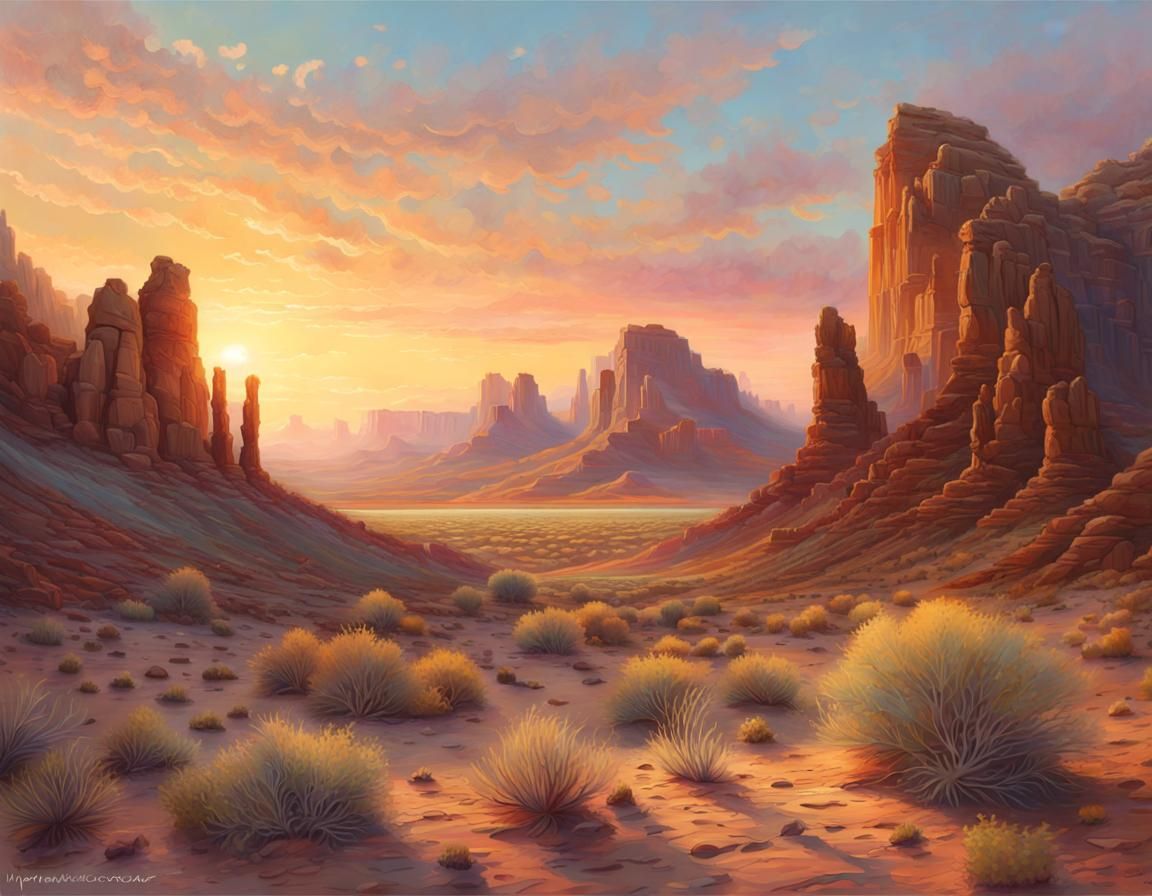 Arizona Desert Sunrise in Pastel Colors