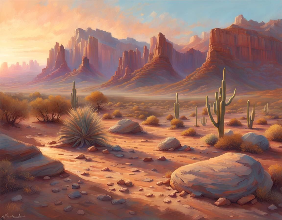 Arizona Desert Sunrise in Pastel Colors